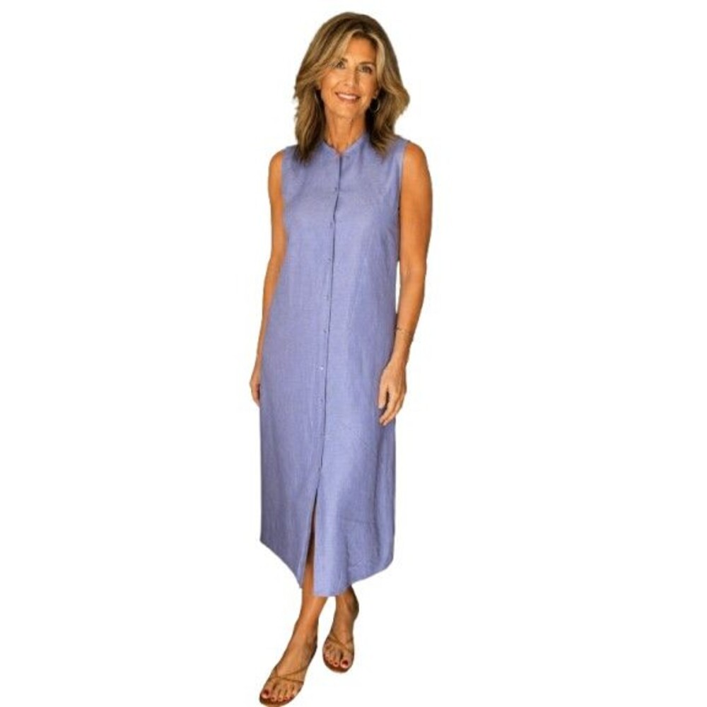 NWOT Eileen Fisher Silk & Linen Blend Sleeveless Shift Midi Dress Size S